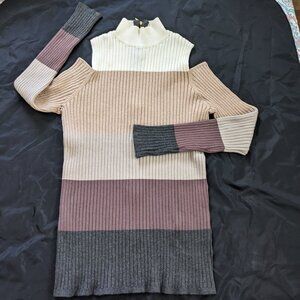 Chico's "Shine" Cold Shoulder Long sleeved  Mock Turtle Neck